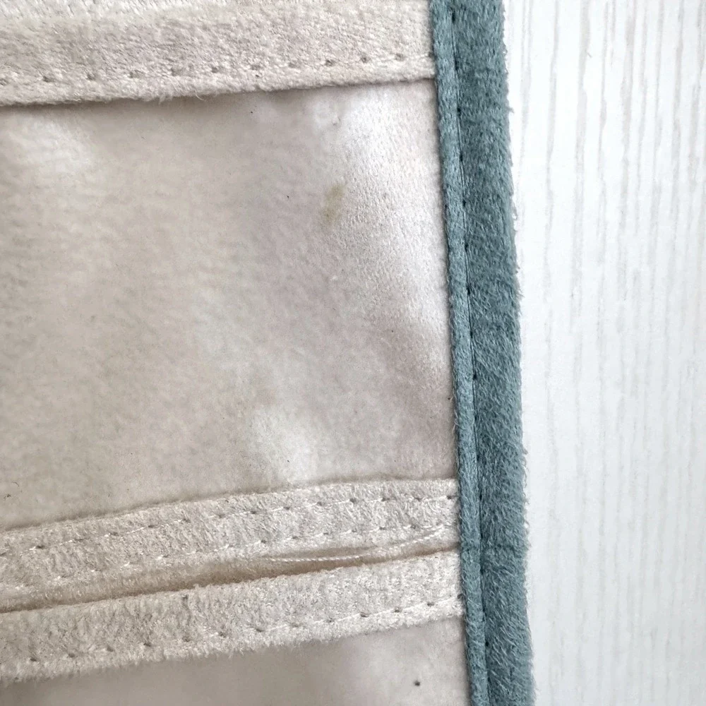 Real Simple Hanging Jewelry Organizer Double Sided Cream Teal Trim Wall Closet